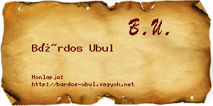 Bárdos Ubul névjegykártya